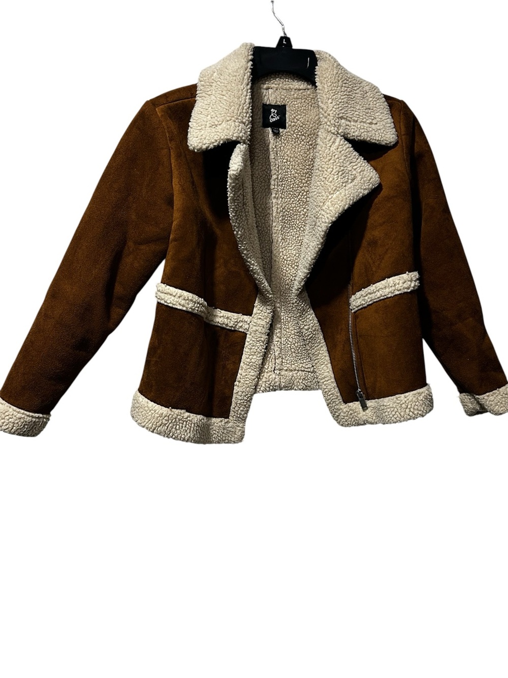 art class Brown Faux Suede Teddy Jacket with Cream Sherpa